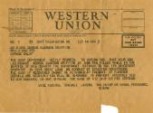 Printed Western Union telegram to Mr. & Mrs. George Alermon Griffith informing them of the deat…