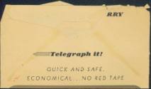 Back of printed Western Union Telegram envelope