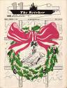 Cover of USS Intrepid newspaper, The Ketcher, hand drawn image of a green wreath with red bow h…