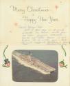 Inside of Christmas card with printed "Merry Christmas Happy New Year" and handwritten inscript…