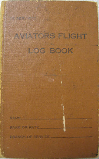 Orange hardcover book titled "Aviators Flight Log Book"