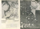 Printed USS Intrepid newsletter titled "Familygram" with black and white photographs of men at …