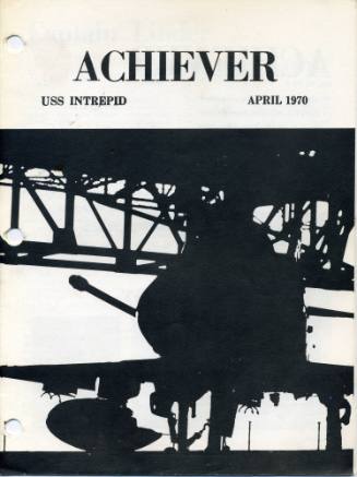 Printed USS Intrepid newspaper Achiever dated April 1970 with a photograph of an aircraft