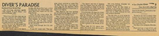 Printed newspaper clipping titled "Diver's Paradise" dated February 9, 1978