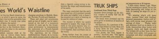 Printed newspaper clipping "Truk Ships"