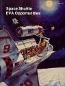 Drawing of an open orbiter in space with astronauts that read "Space Shuttle EVA Opportunities"