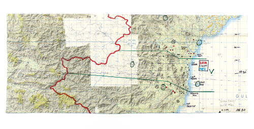 Annotated color map of North Vietnam showing locations of North Vietnamese anti-aircraft defens…