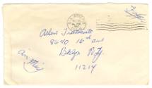 Handwritten envelope to Arlene Tentacosta postmarked November 1957