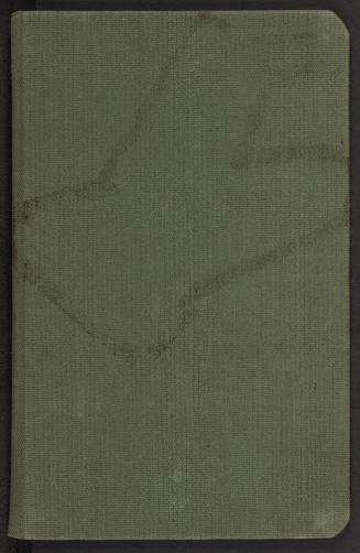 Green canvas cover of diary with stain