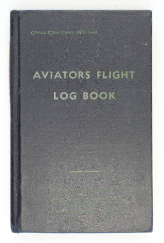 Black hardcover book titled "Aviators Flight Log Book"