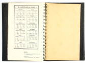 Spiral bound calendar open to last page with a full calendar for 1959