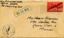 Handwritten envelope address to Miss Harriet Rosenfeld dated August 10, 1945