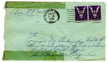 Handwritten envelope addressed to Evelyn M. Dubinsky postmarked August 15, 1945