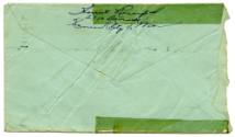 Back of handwritten envelope addressed to Evelyn M. Dubinsky