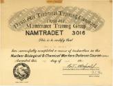 Certificate of completion for Nuclear Biological & Chemical Warfare Defense Course 