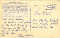 Reverse side of a postcard of USS Intrepid with a handwritten note from a crew member, saying i…
