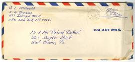 Handwritten envelope address to "Mr. & Mrs. Richard DeHart" postmarked August 2, 1968