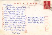 Handwritten postcard to Charlene from "That boy" dated September 1, 1968