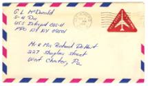 Handwritten enveloped addressed to "Mr. & Mrs. Richard DeHart" postmarked September 1, 1968