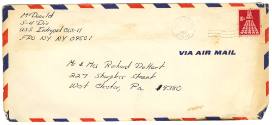Handwritten envelope addressed to "Mr. & Mrs. Richard DeHart" postmarked 1968