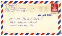 Handwritten envelope address to "Mr. & Mrs. Richard DeHart" postmarked November 21, 1968