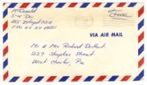 Handwritten envelope addressed to "Mr. & Mrs. Richard DeHart" postmarked December 7, 1968