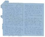 Handwritten letter to "Dick & Pat" on blue paper, page 1