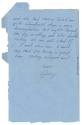 Handwritten letter to "Dick & Pat" on blue paper, page 2
