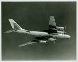 Black and white photograph of the underside of a TU-95