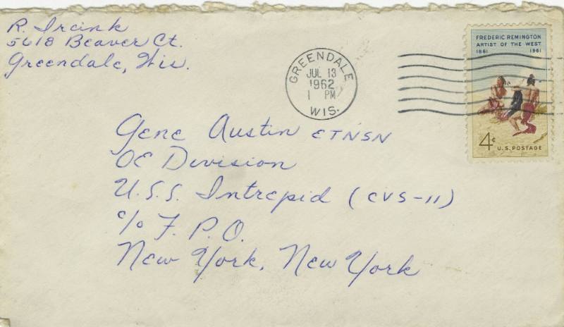 White envelope addressed to Gene Austen ETNSN