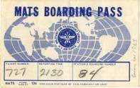 Printed MATS Boarding Pass dated December 1963
