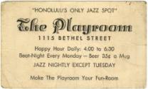 Printed buisness card for The Playroom in Honolulu