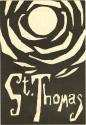 Booklet with a black and white drawing of a sun titled "St. Thomas"