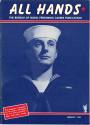 Magazine cover with image of sailor in dress blue uniform staring straight ahead, text “All Han…