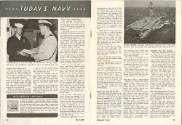 Interior magazine page from All Hands titled "Today's Navy" with a photograph of Intrepid at se…