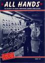 Magazine cover with image of sailor at a control panel, text “All Hands The bureau of Naval Per…