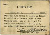 Liberty Pass card issued to Norman Harris Nunn