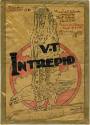 Hand drawn V-T Intrepid squadron logo depicting an eagle carrying a torpedo inside a circle wit…