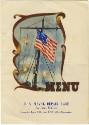 Printed U.S. Naval Repair Base San Diego, California menu with a drawing of a mast and an Ameri…