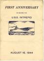 Printed U.S.S. Intrepid menu for the First Anniversary dated August 16, 1944