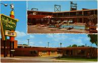 Printed postcard with color photograph of a Holiday Inn in Amarillo, Texas