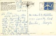 Handwritten postcard addressed to Mr. & Mrs. P.Y. Matthews from PY postmarked February 1961
