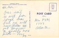Postcard with handwritten inscription, caption for photo on reverse reads “Jamestown, Virginia,…
