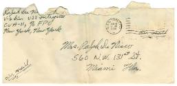 Handwritten envelope addressed to Mrs. Ralph DeNisco from Ralp DeNisco postmarked August 21, 19…