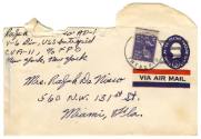 Handwritten envelope addressed to Mrs. Ralph DeNisco from Ralph DeNisco postmarked August 30, 1…