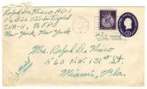 Handwritten envelope addressed to Mrs. Ralph DeNisco from Ralph DeNisco postmarked September 22…