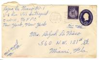 Handwritten envelope addressed to Mrs. Ralph DeNisco from Ralph DeNisco postmarked September 24…