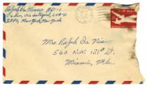 Handwritten envelope addressed to Mrs. Ralph DeNisco from Ralph DeNisco postmarked October 28, …