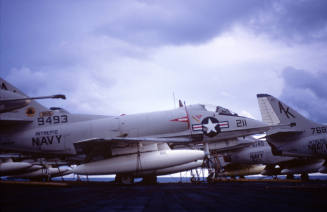 Color slide depicting aicraft on the flight deck