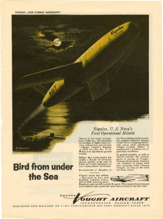 Color printed advertisement that reads "Bird from under the Sea" and has a drawing of the Regul…